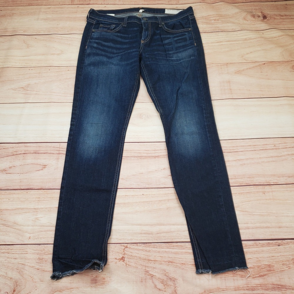 Rag & Bone Dre Slim Boyfriend Jeans Yesler Dark Wash Raw Hem W1590K510YES 29